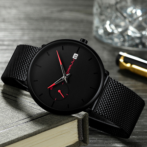 Reloj Deportivo Casual Unisex con Correa de Malla, Diseño Minimalista Único, Manecillas Rojas/Azules/Amarillas, Calendario, Resistente al Agua, para Estudiantes - Product Image 6