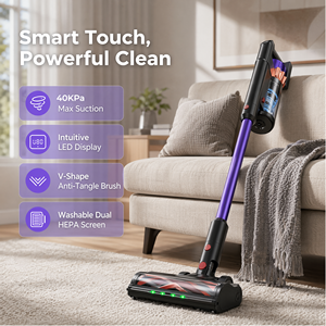 Aspirateur balai sans fil PV35MAX 40Kpa avec écran LED et brosse anti-emmêlement pour la maison, les poils d'animaux et les tapis - Product Image 3