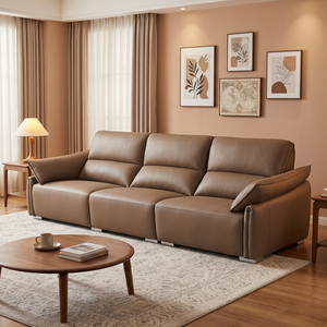 Sofá <span class=keywords><strong>de</strong></span> Cuero Moderno <span class=keywords><strong>de</strong></span> 3 Plazas, Tapizado Suave <span class=keywords><strong>con</strong></span> Cojines Cómodos, Sofá <span class=keywords><strong>de</strong></span> Cuero PU para Dormitorios y Sala <span class=keywords><strong>de</strong></span> Estar - Product Image 5