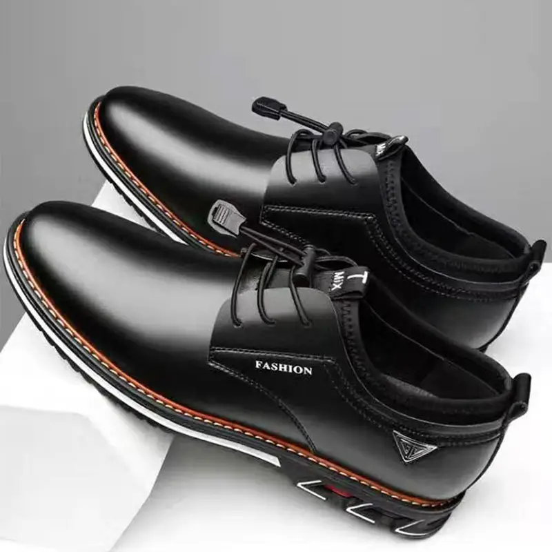 Large size men's leather shoes round toe trend men's casual comfortable men's shoes