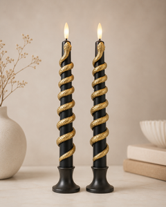 Halloween Art Pillar <b>Candles</b> Skull Snake Spider Design Flickering LED Flameless Eco-Friendly Smokeless Handmade <b>Long</b> Burning - Product Image 2