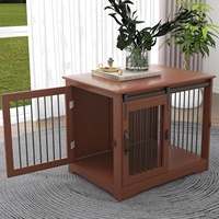 Cage pour chien en bois massif TAOHFE style DC001, niche pour chiens de taille moyenne, 2 types de portes, style ferme, utilisation en intérieur, toutes saisons, fermeture