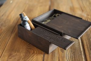 Junji Hộp Quà Tặng bằng gỗ cho chú rể Vật liệu tre với nắp mô hình mô hình hộp rượu cho nam giới sinh nhật & Cigar đề nghị Quà Tặng - Product Image 5