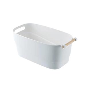 Eco-friendly High quality plastic storage basket storage box with wood handle Basket Plastic Household boxes