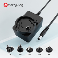 Merryking Austauschbare Stecker KC US EU UK AR AU Standard 12V 1A 1,5A Netzteil mit Kabellänge und 5,5*2,5 DC-Stecker