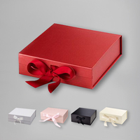 Boîte cadeau pliable, boîte d'emballage en papier vide, boîte cadeau rigide personnalisée avec logo et ruban pour l'emballage de cadeaux