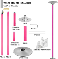 Poteau de strip-teaseuse professionnel, poteau en silicone rose pour la danse avec une installation simple, idéal pour les boîtes de nuit, les fêtes, la maison