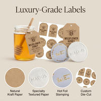 Autocollant adhésif en papier texturé blanc personnalisé avec logo, papier spécial, gaufrage, étiquette en feuille d'or de luxe pour l'emballage des bougies