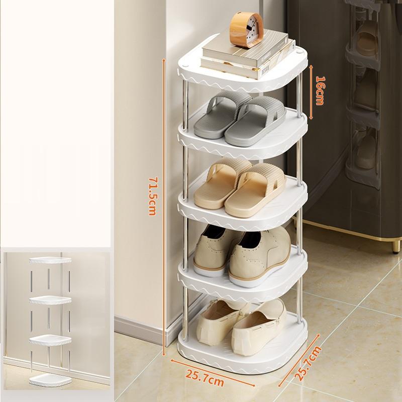 ชั้นวางรองเท้าห้าชั้นสีขาว