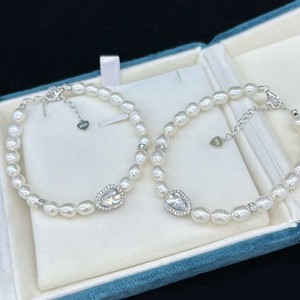 Pulsera de Cadena de Plata 925 con Perla de Calabaza de Jade y Perla de Agua Dulce de 5-6 mm, Cola Ajustable, Joyería Casi Impecable - Product Image 2