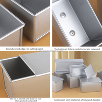 Molde para pan Pullman rectangular XLT con tapa, caja de molde para pan tostado de acero de aluminio, caja para hornear panadería comercial de varios tamaños, Pan-900g