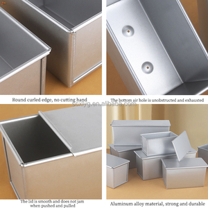 Molde para pan <span class=keywords><strong>Pullman</strong></span> rectangular XLT con tapa, caja de molde para pan tostado de acero de aluminio, caja para hornear panadería comercial de varios tamaños, Pan-900g - Product Image 3