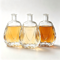 Bouteille en verre sur mesure, 700 ml, 900 g, coupe bouclée, verre super flint, base lourde, pour brandy, whisky, liqueur