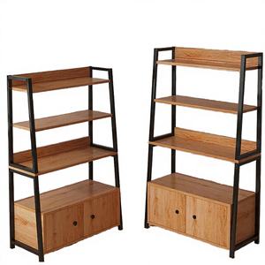 Étagères de présentation modernes en bois réglables à plusieurs niveaux du sol au plafond, armoires ménagères à 3 niveaux avec porte d'armoire - Product Image 4