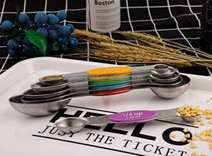 Venta caliente 2025 Cucharas medidoras magnéticas Juego de <span class=keywords><strong>6</strong></span> Cucharaditas apilables de doble cara de acero inoxidable para medir ingredientes secos y líquidos - Product Image 5