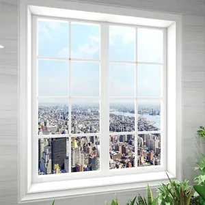 Grille de fenêtre fixe en PVC Upvc arquée sur mesure Fenêtre ouverte fixe Portes et fenêtres en aluminium - Product Image 4