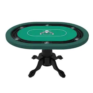 YH 8 Persons Oval Gamble Table Wooden Home Game Poker Tables For Sale