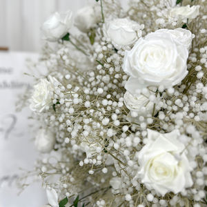 Boules de fleurs artificielles en soie réaliste, roses blanches et gypsophile, parfaites pour les centres de table de mariage, décorations en gros - Product Image 3