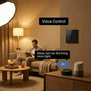 Interrupteur intelligent 2 voies en alliage d'aluminium M8-2 Tuya ZigBee 3.0, contrôle vocal/par application Alexa Google Home, en plastique pour hôtel, <span class=keywords><strong>maison</strong></span>, bar, design - Product Image 4