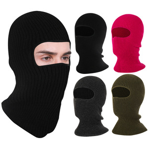 Solid Color Knitted Balaclava Single Hole Winter Warm Headwear Unisex Outdoor Motorcycle Cycling Mask 56-58cm - Product Image 1