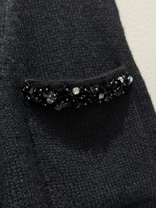 High Quality New <strong>Black</strong> Long <strong>Cardigans</strong> 2025 Autumn Winter Clothes <strong>Lady</strong> V-Neck Beading <strong>Pocket</strong> Patchwork Wool Knitted <strong>Cardigan</strong> Wear - Product Image 4