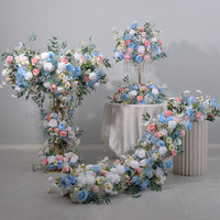 Chemin de table floral 3D en soie, roses blanches luxuriantes et verdure, durable, pour arche de mariage et décoration de réception