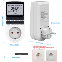Enchufe Temporizador Digital con Pantalla LCD para UE/Reino Unido/EE. UU./Australia, Enchufe Temporizador de Ahorro de Energía
