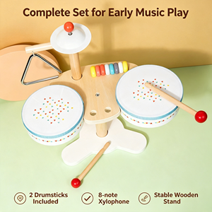 Juguete Sensorial Montessori de Madera <span class=keywords><strong>para</strong></span> Niños en Edad Preescolar, Juego de Percusión de 8 Piezas con 6 Tambores, Gran Venta - Product Image 5