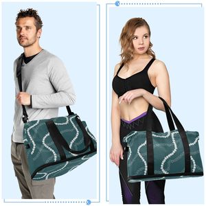 Bolsa de Viaje Aloha para Mujer, Bolsa de Fin de Semana con Estampado Hawaiano, Bolsa de Lona Personalizada con Diseño de Pikake Verde, Juego de Bolsas de Viaje con Bolsa Adicional - Product Image 4