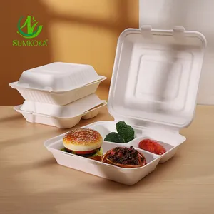 Topleverancier Milieuvriendelijk Suikerrietpulp Afhaalbox Lunchbox Wegwerp 9X9 Suikerrietpulp Lunchbox