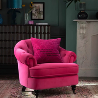 Fauteuil individuel en velours rouge rose de style européen pour salon et balcon, meubles design