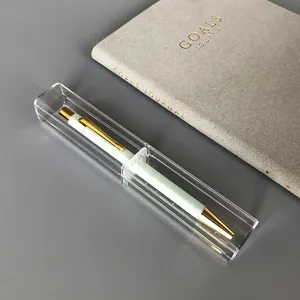 Clip de pluma hexagonal de oro de alta calidad, pluma de regalo con caja de PVC