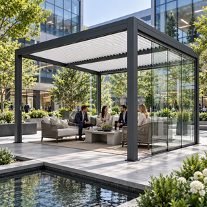 Cubierta de Patio con Acabado en Polvo Elegante, Techo de Láminas Motorizado, Pérgola Bioclimática de Aluminio <span class=keywords><strong>para</strong></span> Exteriores, <span class=keywords><strong>para</strong></span> Jardín en Azotea o Penthouse - Product Image 1