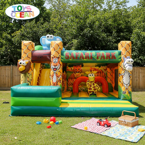 Nouveau parc de jeux gonflable sur le thème des animaux de la jungle, château gonflable avec toboggan, aire de jeux pour enfants - Product Image 1