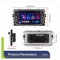 Podofo-Autoradio Android 7 ''IPS 4 + 64G sans fil CarPlay/Android Auto GPS WIFI FM RDS AI DSP pour Ford Focus II/S-Max/Mondeo 9