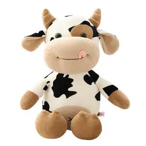 Buquê de decorações para presente de feriado, boneco de pelúcia de vaca fofo, presente para meninas