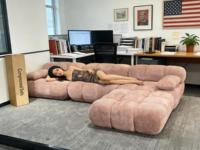 Staubrosa Bubble-Block Velours Gepolstertes Komprimiertes Sofa Vakuumversiegelt Modulares L-förmiges Ecksofa für Familie Freizeit Schule Klein