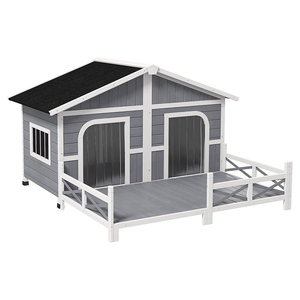 犬の犬小屋ポーチ付きダブルルーム開放可能な屋根犬小屋屋外取り外し可能な最下階 - Product Image 2