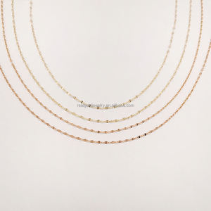 אופנה סיטונאי חדש נחיתות מוצק 14 קראט זהב טהור 14 קראט עובי 1.7 מ "מ ליפ שרשרת תכשיטים לנשים גברים - Product Image 4