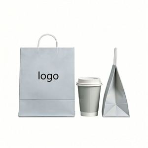 Factory Direct Customizable Light Gray <b>Paper</b> Packaging Set With Handles Eco-friendly Ideal for Coffee & Takeaway Packaging - Product Image 2