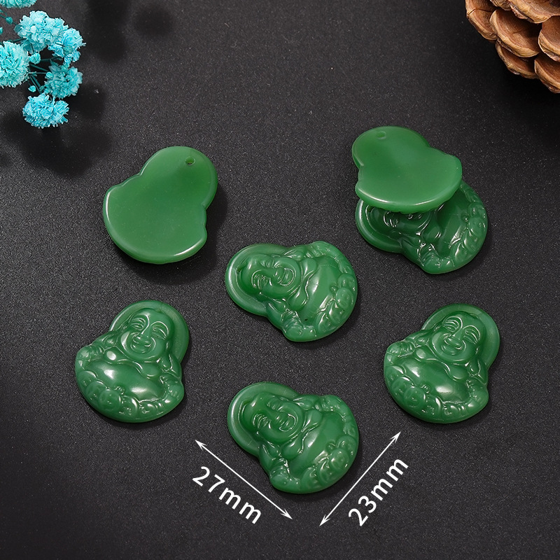 12 Bouddha souriant vert foncé, 23*27mm
