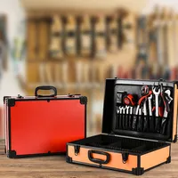 Mallette de rangement, boîte à outils orange créative, boîte à outils portable présentoir des outils, mallette de rangement à poignée rigide, étui à outils