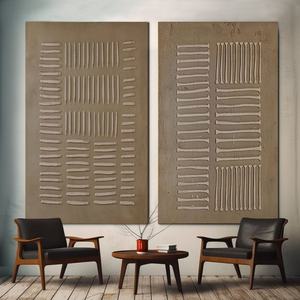 Peinture texturée Wabi-Sabi peinte à la main sur toile, décoration murale pour villa de luxe, décoration intérieure minimaliste - Product Image 6