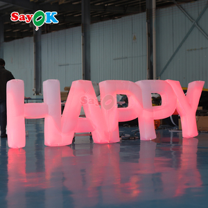 Lettres gonflables personnalisées Sayok Ballons auto-gonflables joyeux <span class=keywords><strong>anniversaire</strong></span> avec éclairage coloré - Product Image 1