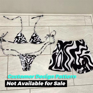 Trajes de baño a juego de diseñador de 3 piezas personalizados <span class=keywords><strong>para</strong></span> <span class=keywords><strong>parejas</strong></span> pantalones cortos de Playa Mujeres Tanga Bikini sujetador conjunto trajes de baño <span class=keywords><strong>para</strong></span> mujeres - Product Image 6