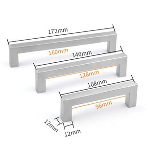 Stainless Steel Square Drawer Handles 96 128 160mm Minimalist <b>Cabinet</b> Furniture Hardware - Product Image 5