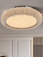 Plafonnier LED en cristal de style français, luxueux et haut de gamme pour chambre à coucher, avec gradation progressive premium et contrôle intelligent Tmall Genie