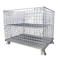 Conteneur industriel pliable d'occasion pour entrepôt, bac de stockage en fil métallique pliable, cage de sécurité pour chariot élévateur, palette avec séparateur