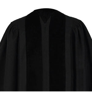 Factory Black Matte <span class=keywords><strong>John</strong></span> Wesley Clergy Batas Con Paneles De Terciopelo - Product Image 3