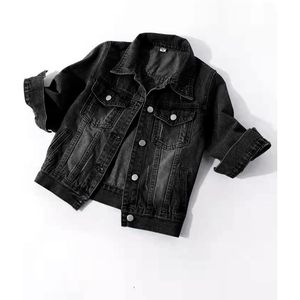 Veste en jean courte à manches 3/4 pour femme FOXA, col à revers, boutonnée, en coton délavé, pour tenues printemps-automne - Product Image 3